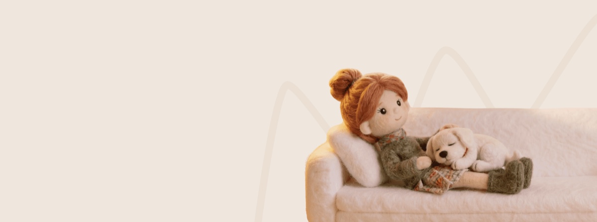 Owner relaxing on a couch with an emotional support dog