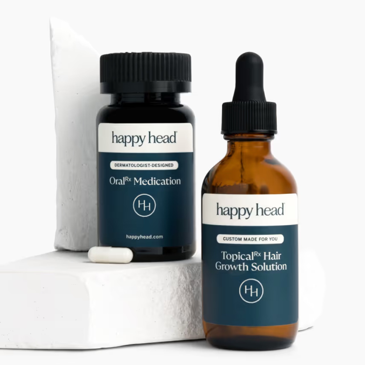 Happy Head OralRx capsules and TopicalRx dropper bottle together