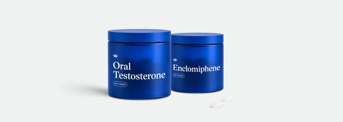 Maximus Oral TRT+ prescription jars with enclomiphene